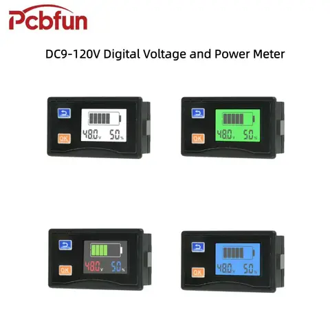 DC 9–120V LCD Digital Voltage Meter and Battery Level Indicator, Universal Power Meter, Suitable for Electric Vehicles, Etc.