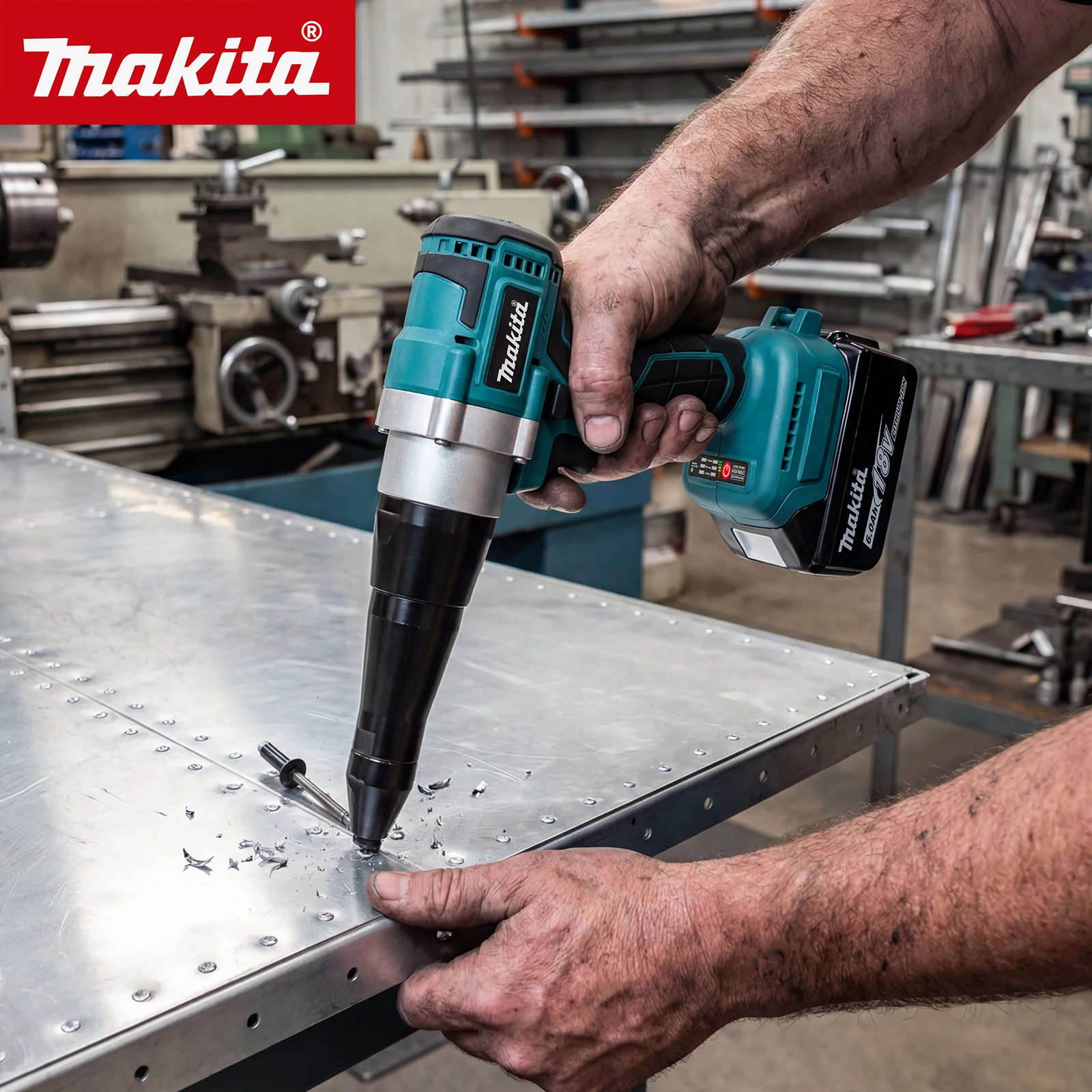 

Makita M108 18V Cordless Riveting Tool 3.2-4.8mm Tool Free Nose Change Non Slip Handle For Construction Workshop tools