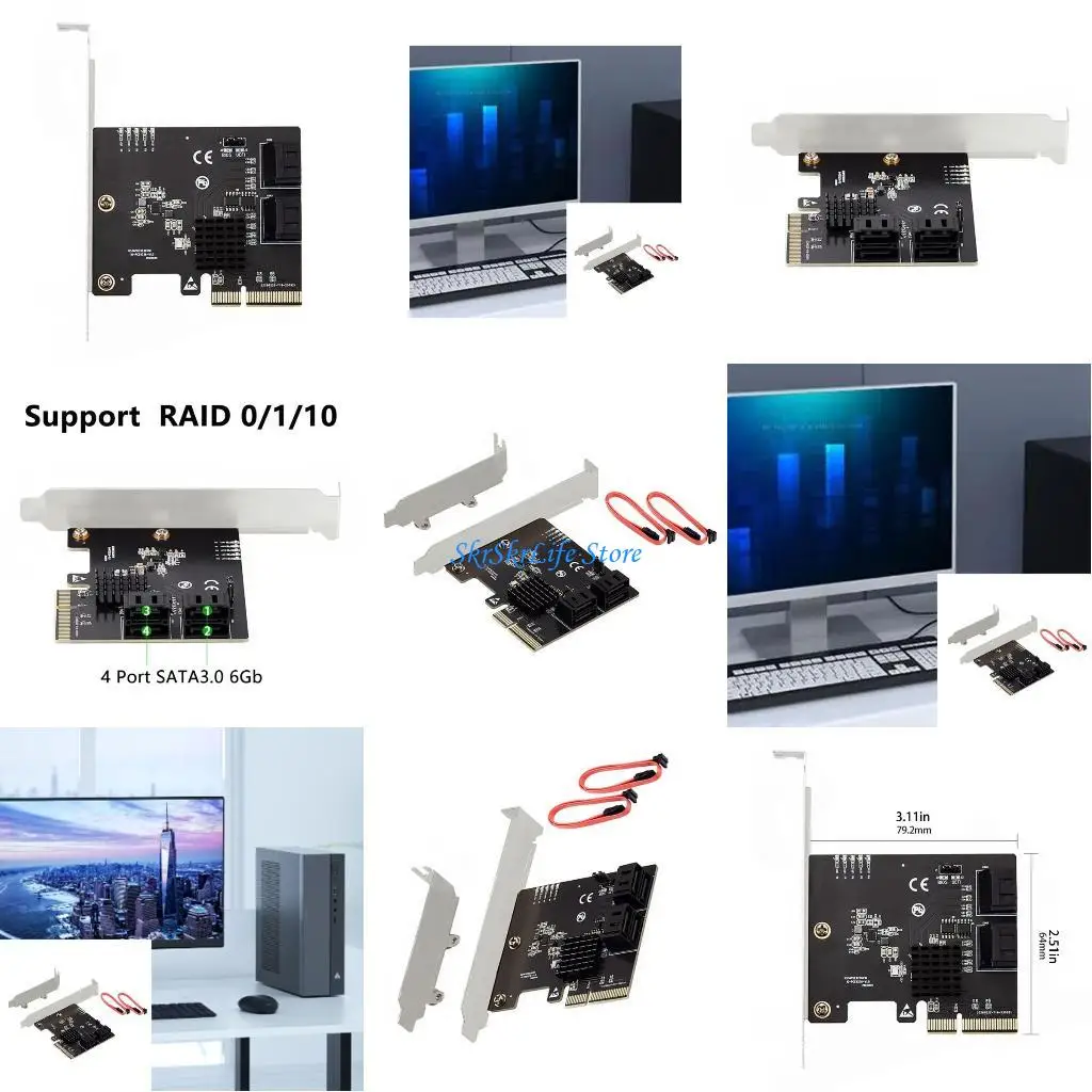 

E65E Бесплатная передача данных PCIE на 4PORT SATA6G CARD