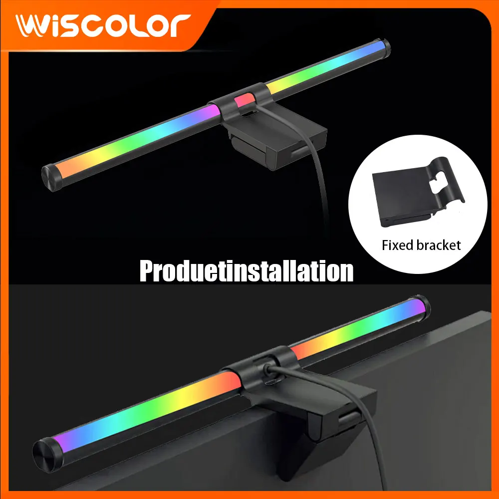 Barre lumineuse pour écran d'ordinateur RGB, écran LED suspendu, télécommande, gradation progressive, barre lumineuse USB, lampe de lecture de bureau, décoration