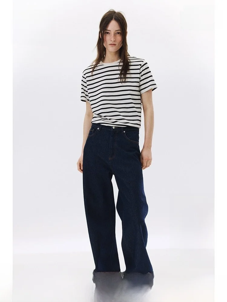 

H&M Women's Cotton T-irt Casual round Ne ort Sve Spring New Arrival Comfortable Breathable Faion Inner Wear Top