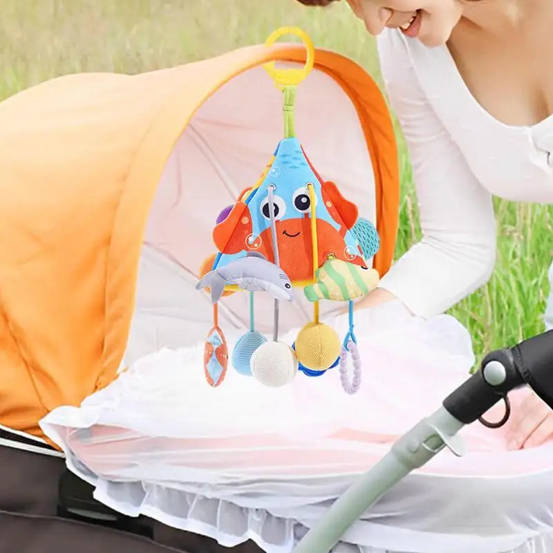 Ocean Car Seat Toys Kid Stroller Toy Crib Toys With Distorting Mirror And Starfish Sound Paper For Car Kid Stroller Kid Bed