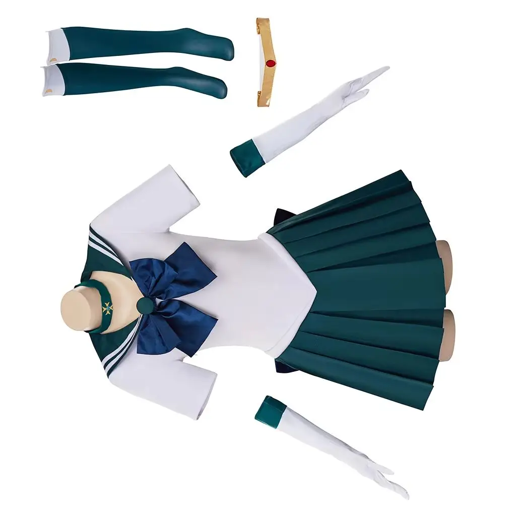 

Kaiou Michiru, платье моряка для косплея, костюм для женщин и девочек, зеленые юбки JK, униформа, полный комплект, наряды на Хэллоуин, карнавал, вечеринку, Comic Con