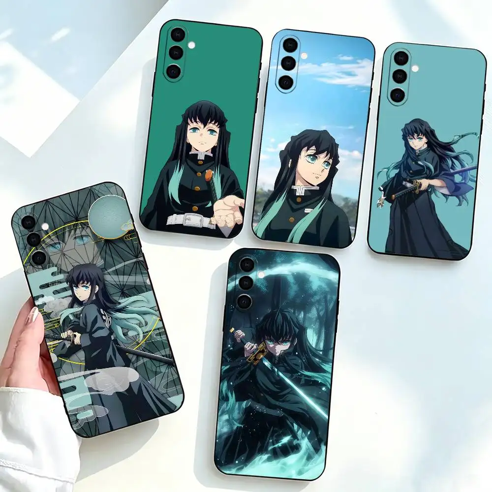 Demon-n Slayer Muichiro-o Tokito Phone Case Black Silicone Soft For Samsung Galaxy A73,A72,A71,A70,A53,A52,A51