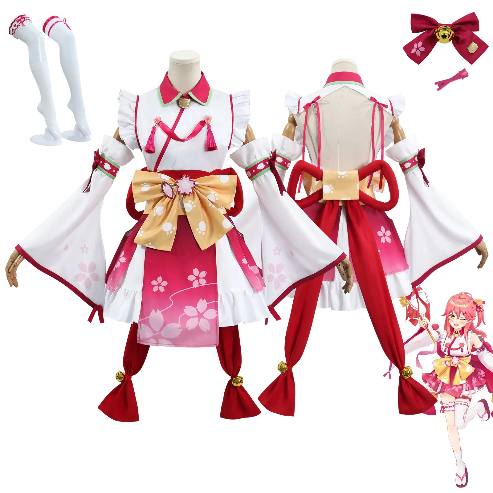 VTuber Sakura Miko Virtual Idol Cosplay Costume Anime Game Character Roleplay Outfit — Halloween Cosplay