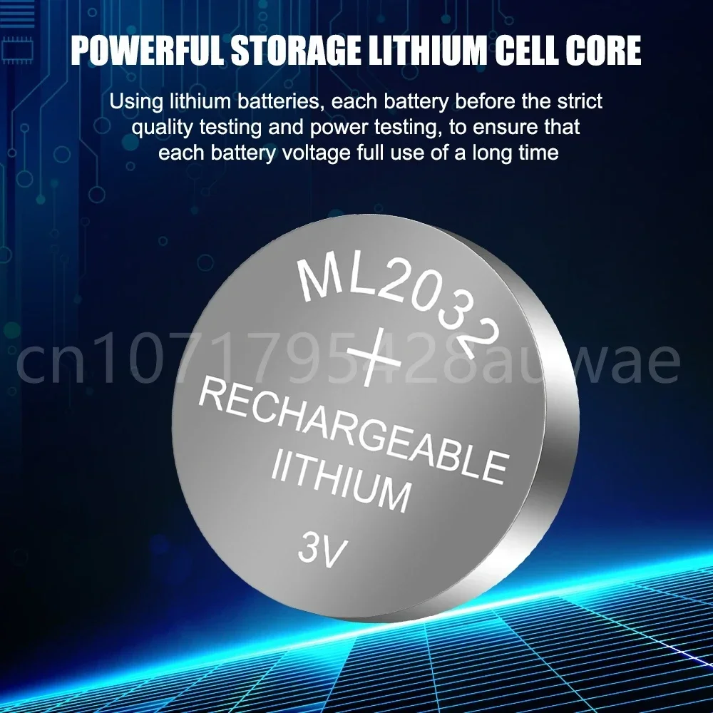 1-5PCS ML2032 3V Li-ion Rechargeable Battery for Computer Motherboard Remote Control Electric Toy Watch Flashlight Replace Cell