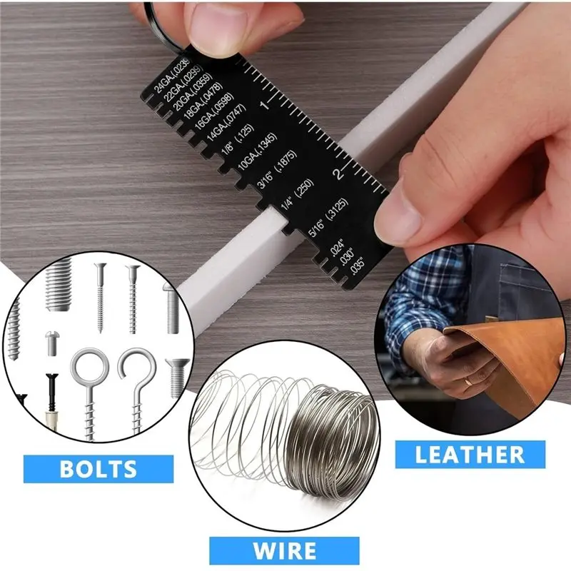 [NEWA76K!】 Double-Sided Metal Plate Thickness Gauge(4Pcs), 1 Set Wire Measuring Tool, Portable Metal Thickness Gauge