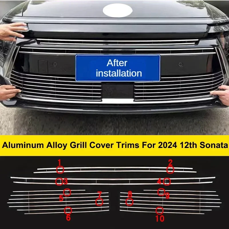 

Новая решетка радиатора из алюминиевого сплава для Hyundai Sonata 12-го поколения (2024, 1.5T), защита от насекомых, нижняя часть, передняя часть