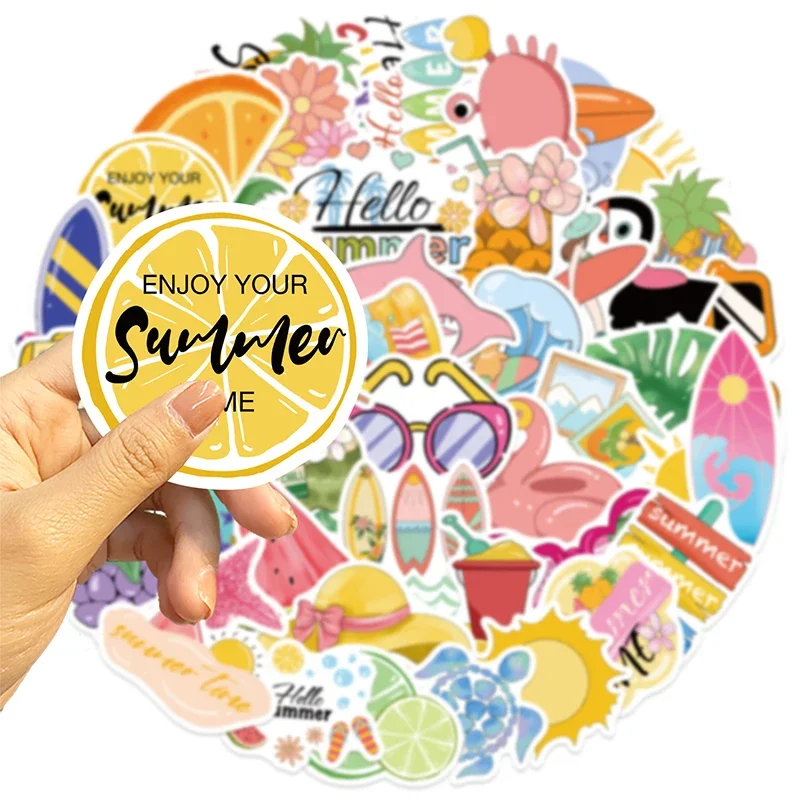 50PCS Summer Hawaiian Beach Stickers Set Waterproof Vinyl Decals for Scrapbook Water Bottle Laptop Phone Skateboard VSOCOCOTF