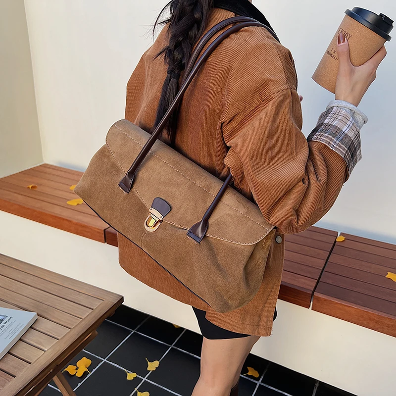 

Hot Trendy Stylish Design Faux Suede Square Shoulder Bags Solid Hasp Large Capacity Sense of Luxury Handbags for Women 2026 New