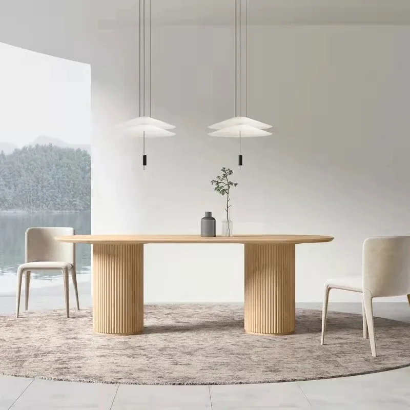 

Деревянный 6-местный обеденный стол, роскошный дизайн, уникальный овальный обеденный стол для гостиной, ресторан, деревянная мебель Mesas De Comedor для дома