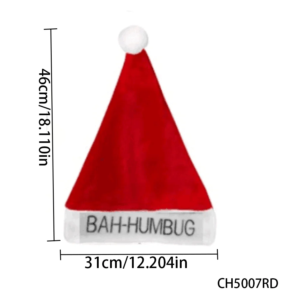 PESENAR Red Santa Hat with 'Bah-Humbug' Embroidery Design - Festive Christmas Holiday Accessory