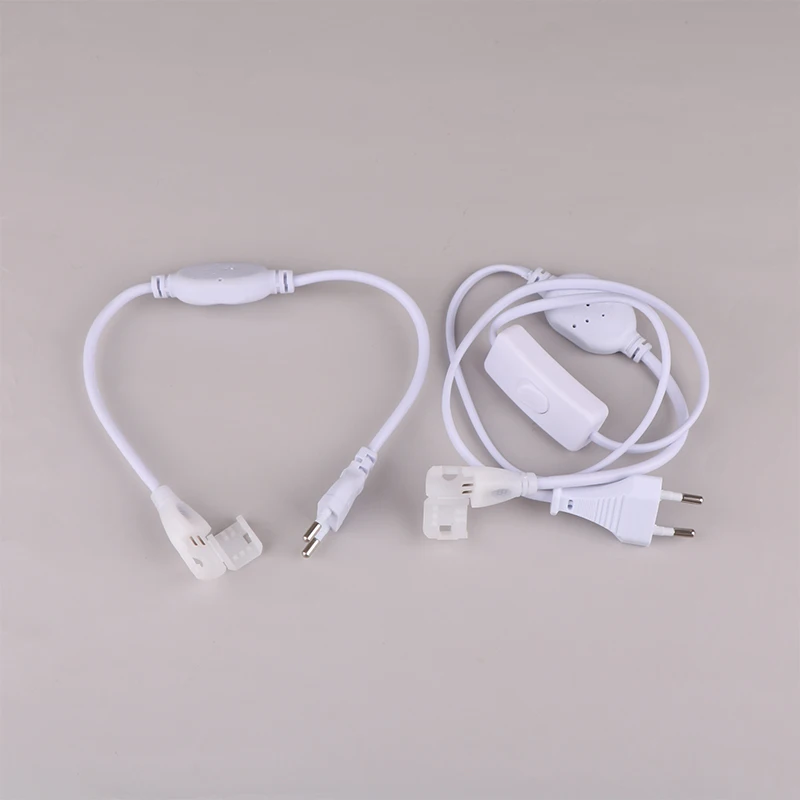 EU Plug 220V COB LED Strip Power Supply Connector Button Switch Cable IP67 Waterproof 10mm Lighting Accessories