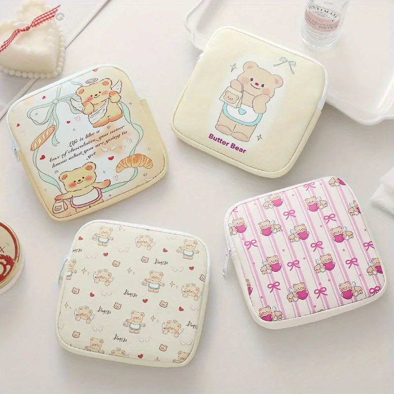 1 Stück, tragbare Damenbinden-Aufbewahrungstasche, Cartoon-Muster, Organizer für Süßigkeiten und Kleinigkeiten, leichte Multifunktionstasche