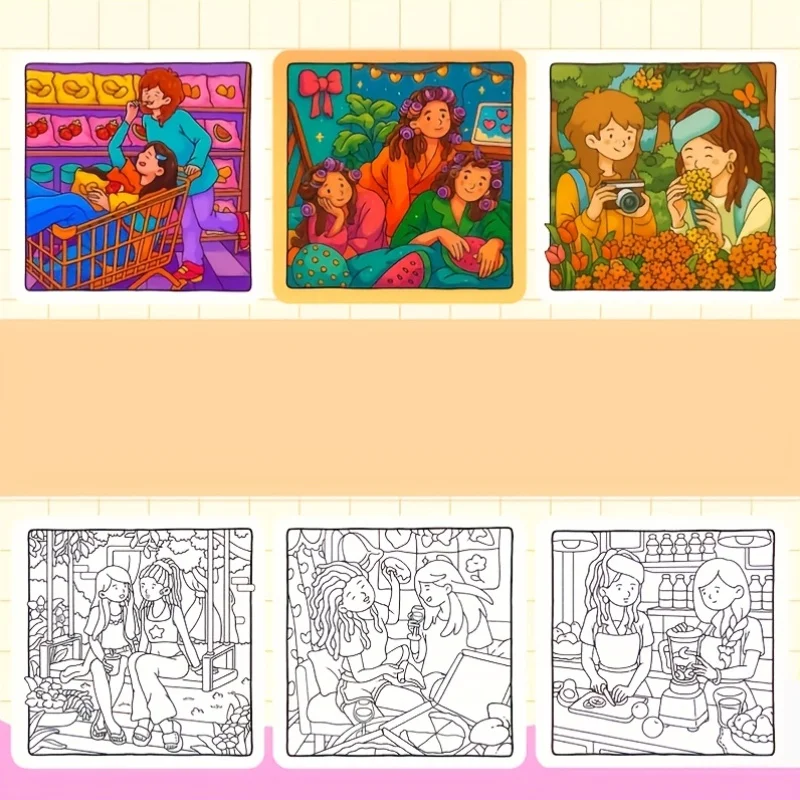 28 Pages Girls Theme Coloring Book Coloring Book, Valentine's Day Gifting, Birthday Party Gift, Drawing Supplies, Christmas