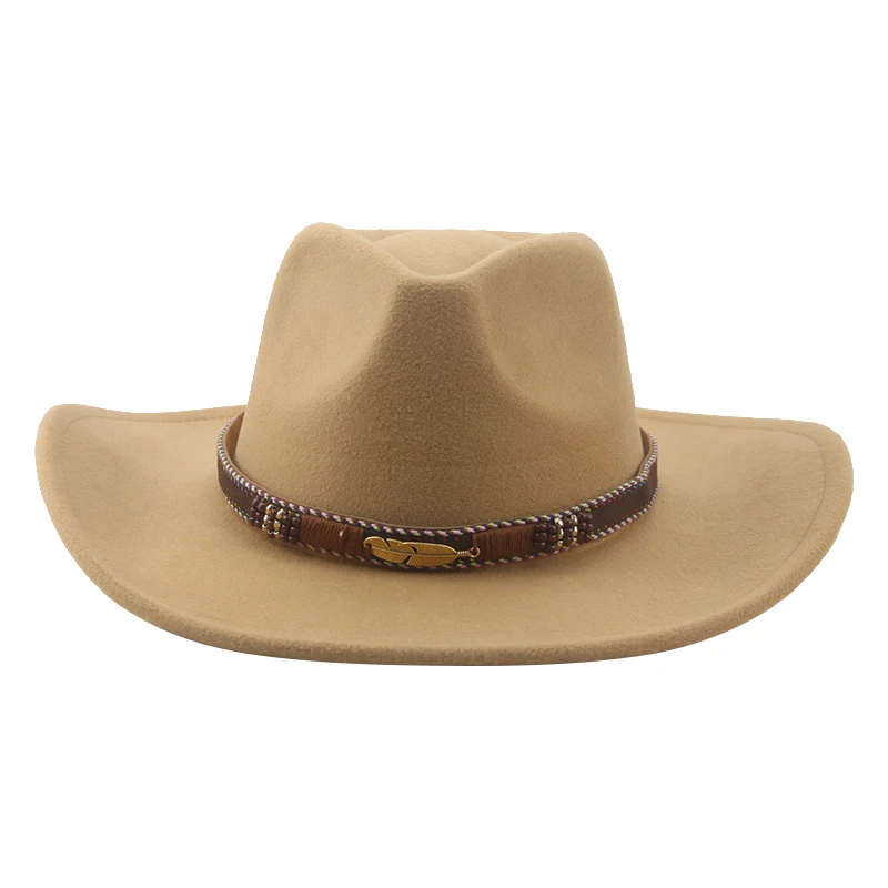 

Fedoras Hats for Women Felted Man Hat Panama Western Cowboy Band Casual Vintage Wide Brim Cowboy Hat Chapeu Masculino Sombrero