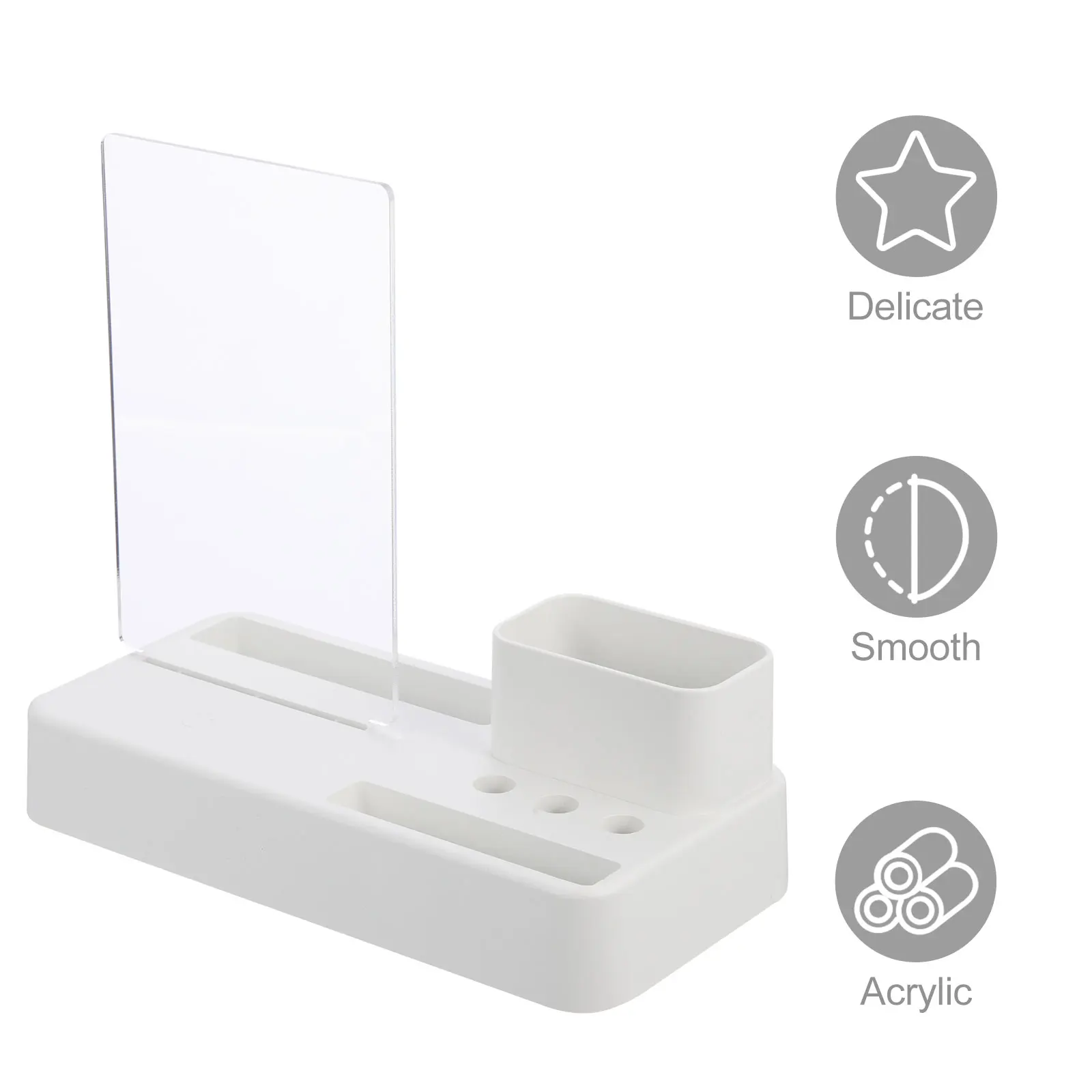 

Acrylic Message Board Clear Erasable Desktop Whiteboard for Home Office Classroom Memo Board with Pen Holder Organizer