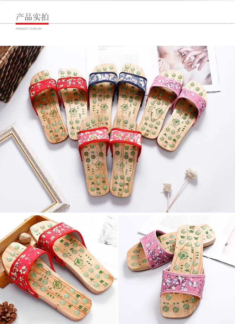 

Unisex Wooden Massage Clogs – Non-Slip Summer Sandals with One Band, Couple's Casual Wood Slippers for Indoor & Outdoor