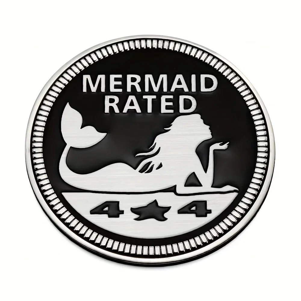 MERMAID 4 X 4 Automotive Car Badge Decals Stickers 3D Metal Car Round Emblem Decals For Jeep For Wrangler Vehicles Trucks SUV