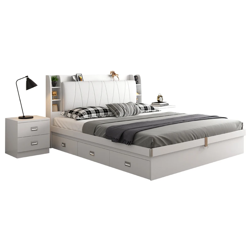 

Master bedroom pneumatic high box storage bed small apartment drawer storage plate