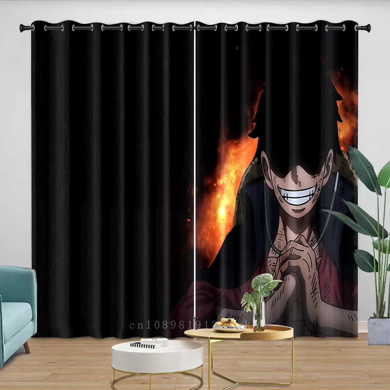 

Curtains One Piece Blackout Curtains Grommet for Window Children Luffy Bedroom Finished Drapes Kids Anime Home Decor