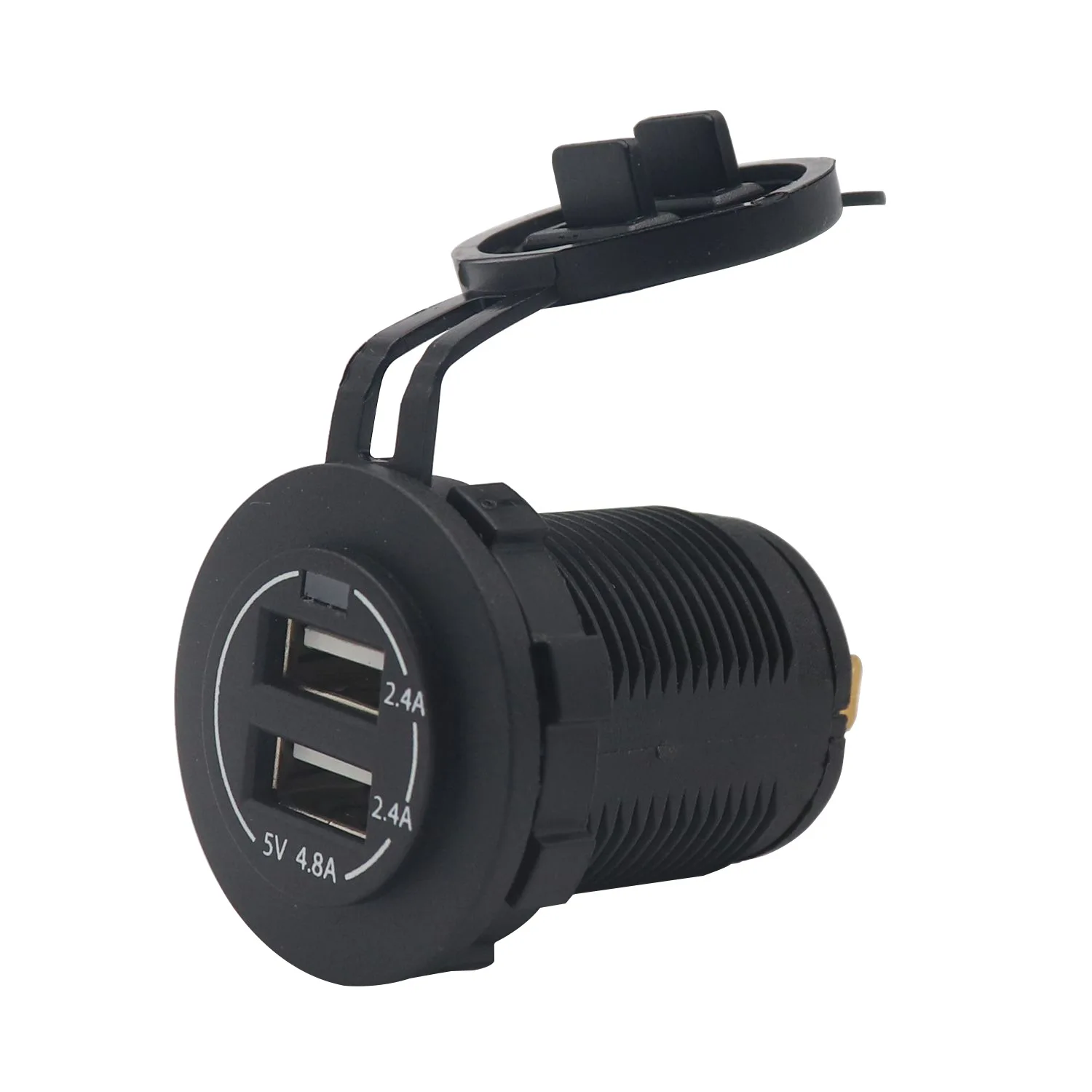 Car and motorcycle modified car charger 5V 2.4A single hole, output USB charging port, with dust cover