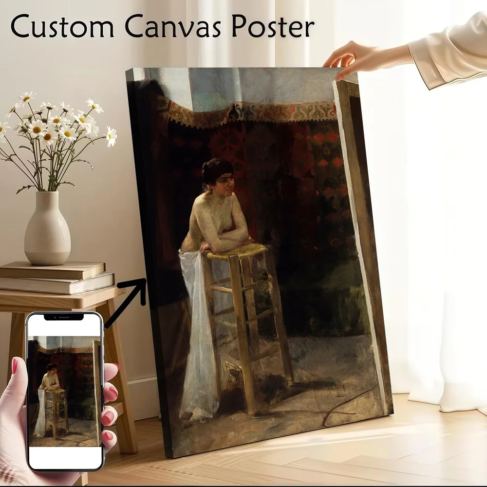 Painting of a Woman in Studio Canvas Wall Arts Poster Customizable Pictures Printing for Room Modern Home Decoration Ornaments