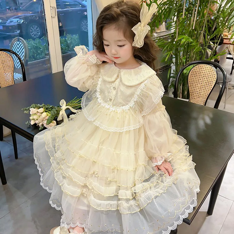 \' Princess And Autumn Children\'S Western Style Baby \' Lolita Girls\' Spring Gauze Dress