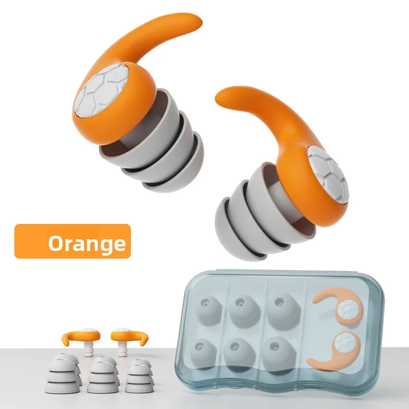 3 Layer Silicone Noise Reduction Earplugs, Waterproof Soundproof Reusable Hearing Protection for Swim Sleep Study Men Women