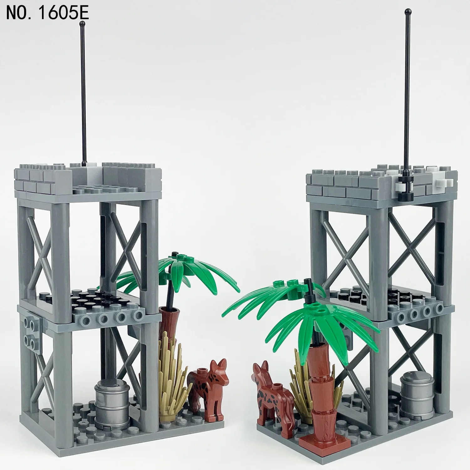 MOC-Sentry Tower Net Blocos de Construção Cannon Fence, Peças de Montagem, Modelo de Construção DIY, Acessórios Militares do Exército, WW2