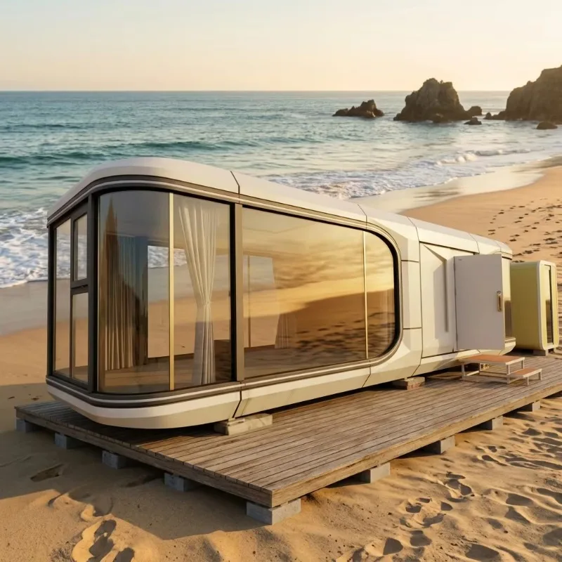 Luxury Space Capsule House Prefab Modular Cabin For Resort Hotel Glamping Camp Panoramic Smart Accommodation With Bathroom