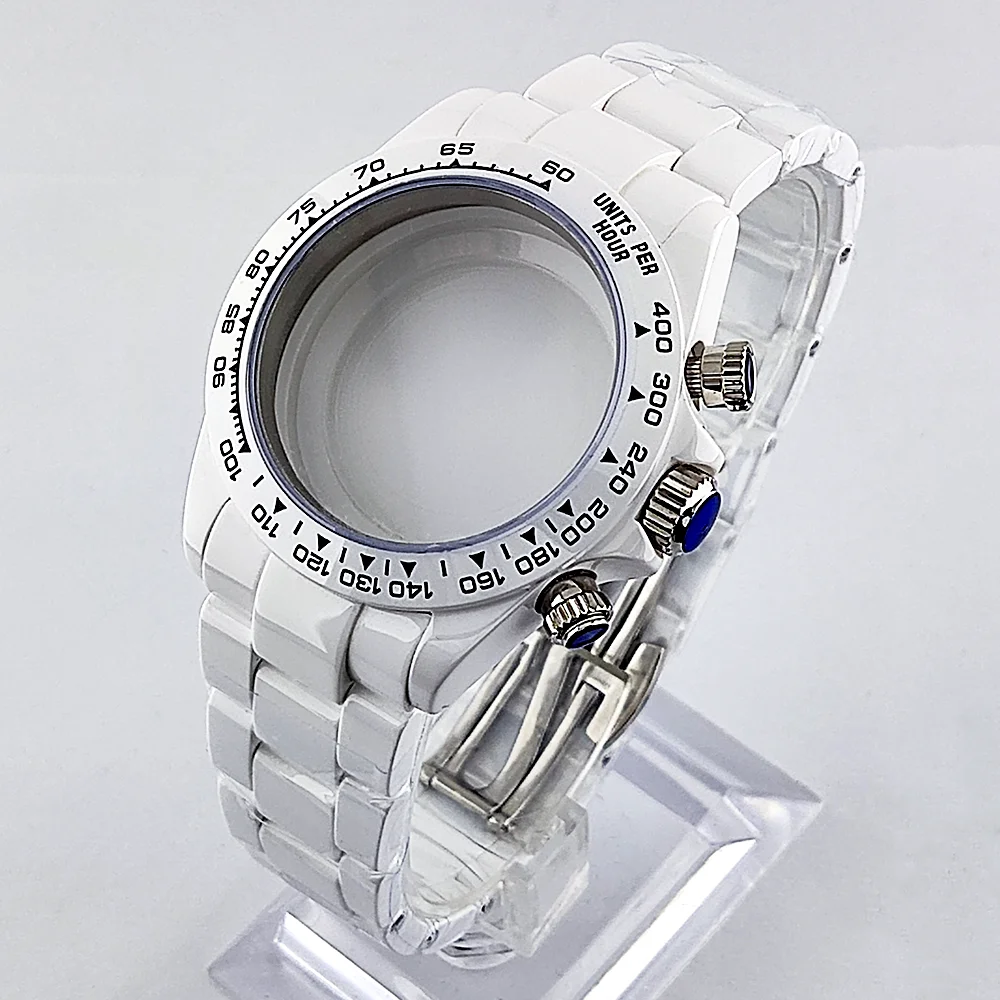 39mm Case Ceramic Case Luxury Men's Watch Case Watch Parts Replacement Accessories VK63/4130 Case Sapphire Glass Waterproof Case