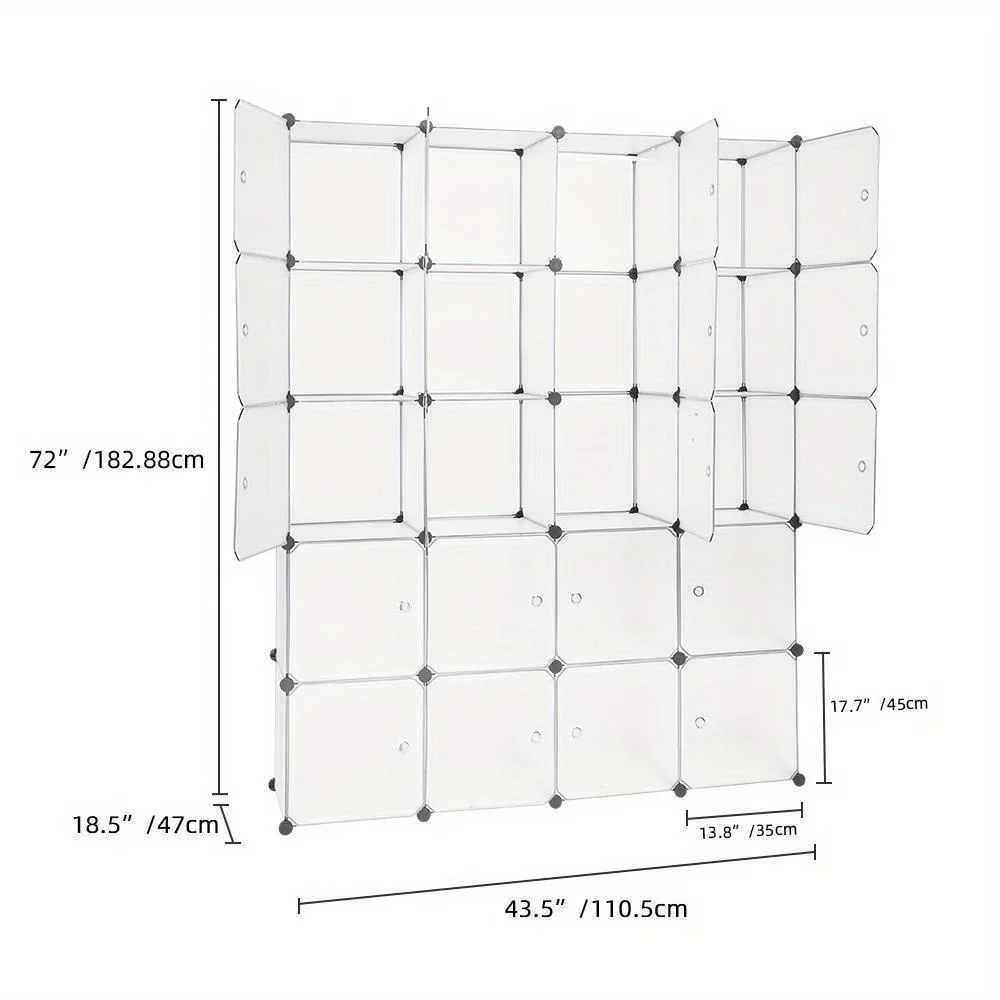 20 Cube Organizer Stackable Plastic Cube Storage Shelves Modular with Hanger Rod images - 6