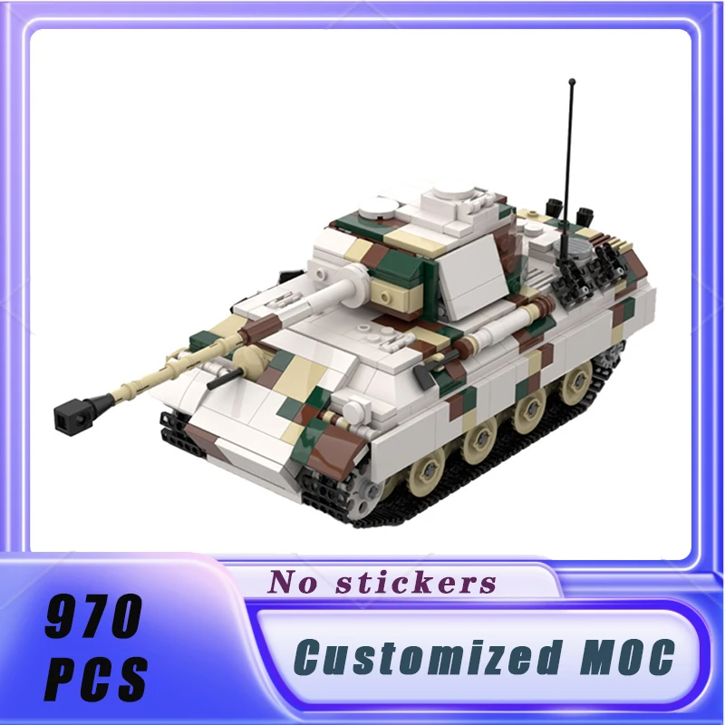 

Military MOC World War II Black Panther Medium Tank Winter Camo Edition Brick DIY Assemble Model Children's Block Toy Gift