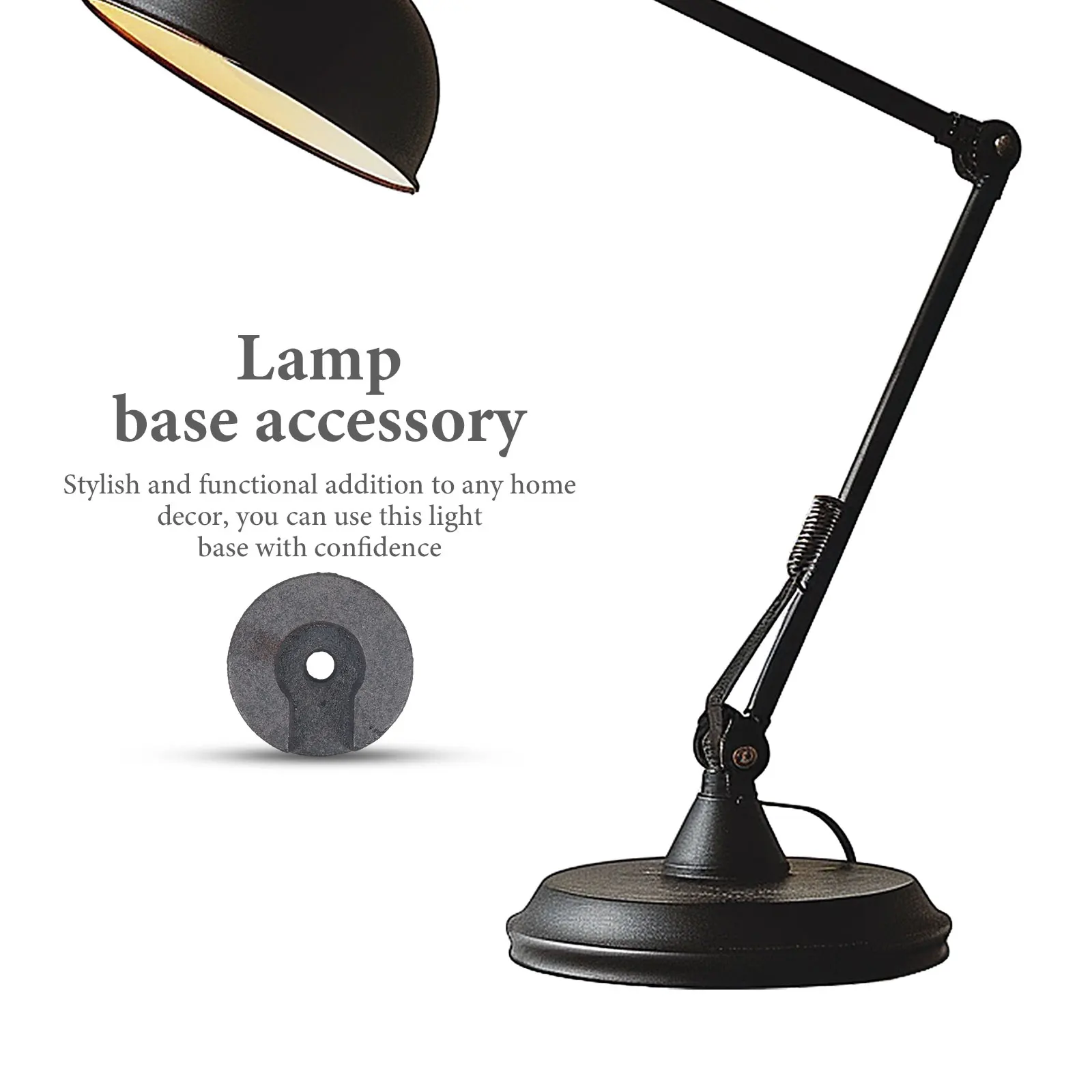 

Cast Iron Weighted Desk Lamp Base Heavy Duty Floor Light Stand Iron Round Chassis Stable Metal Lamp Holder for Bedroom