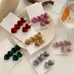 Fashion Velvet Love Hair Clip Sweet Bangs Clip Hairpin Female Autumn And Winter Side Clip for Girls Women's Hair Accessories