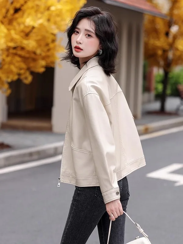  Ning Genuine Leather Jaet Women's ort Sle 2025 New Autumn Winter eepskin Casual Motorcycle Jaet Coat