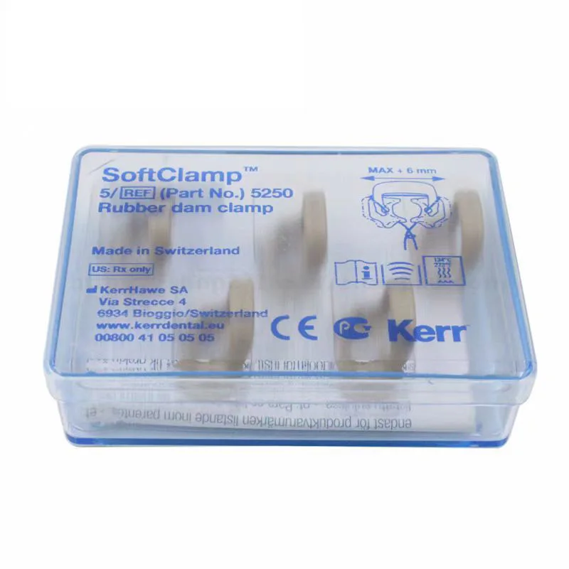 5Pcs/Box Kerr SoftClamp Rubber Dam Clamps Clip Dental Barrier Clips Soft Resin Can Autoclavable 134°C Dentist Use