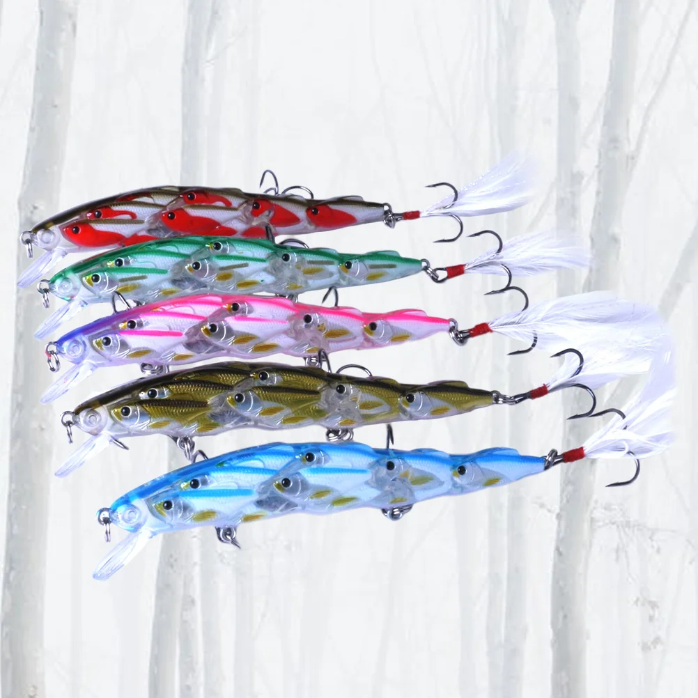 

5Pcs 11.5cm 15. Group Fish Minnow Fishing Lure with 3D Eyes Bright Color Lifelike Plastic Baits for Sea Lake River Bass Carp