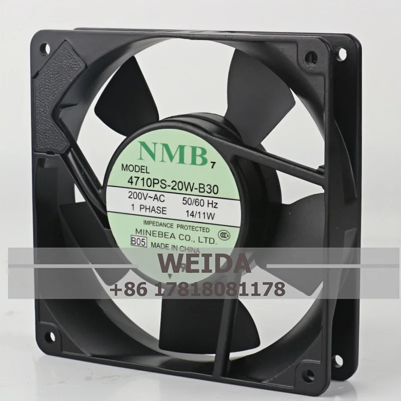 NMB-MAT 4710PS-20W-B30 120X120X25MM 12cm 200V AC 14/11W  71.4CFM 2700RPM Ball Bearing Cabinet Axial Aluminum frame Cooling Fan