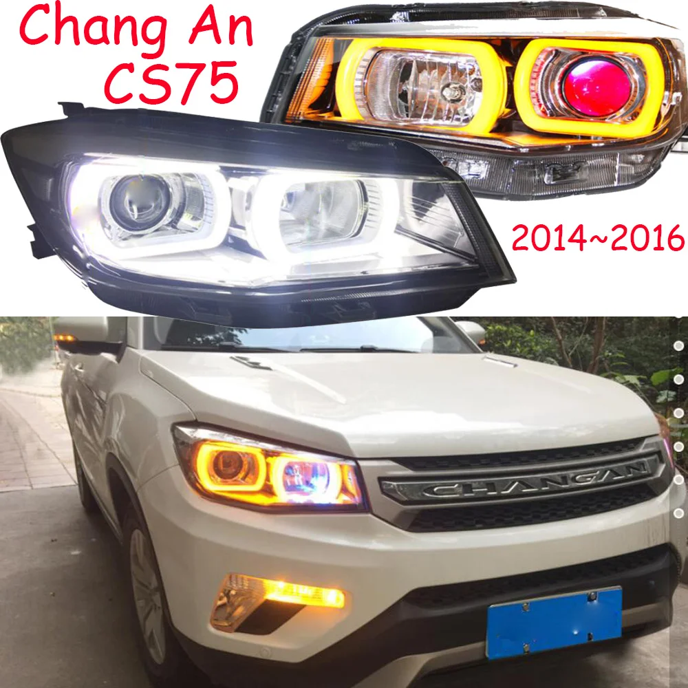 2pcs Bumper lamp for ChangAn CS75 Headlight 2014 2015 2016year DRL Bi Xenon Lens Chang An CS 75 HEAD LIGHT