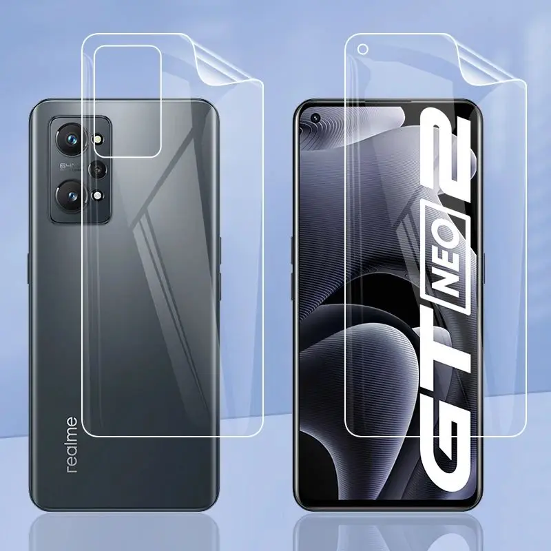 ฟิล์มเคลือบไฮโดรเจล3ชิ้นสำหรับป้องกันหน้าจอ Realme GT NEO 2 3 5 5SE สำหรับ Realme GT 3 2 5 Pro ด้านหน้าและฟิล์มป้องกันด้านหลัง