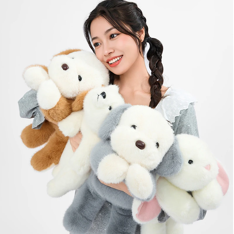 Klein formaat 50 cm liggende pluche dierenpop, schattig konijn ijsbeer hond knuffel creatief zacht pluche voor kinderen volwassenen