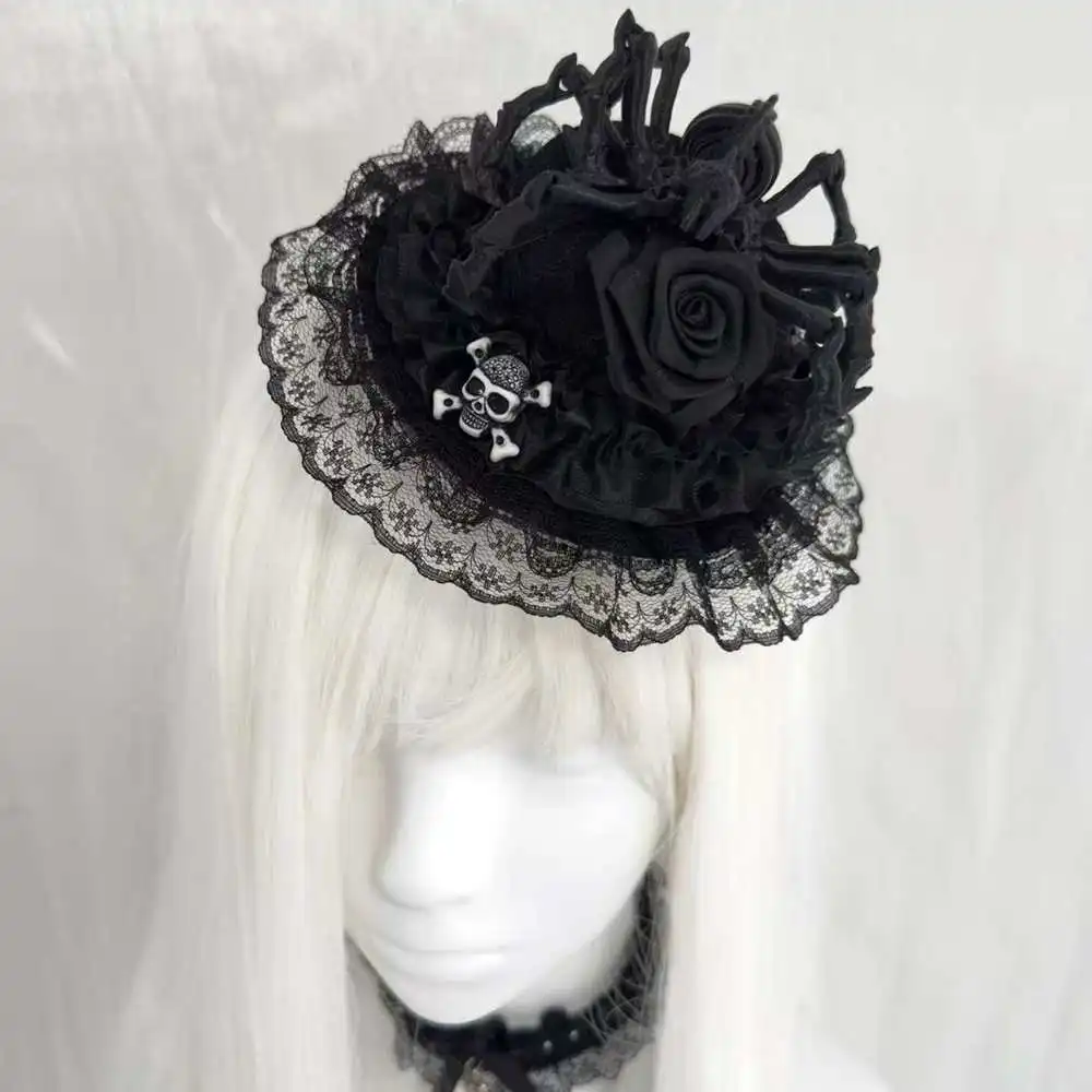 Готическая заколка для волос в стиле Dark Spider Lolita, с черепом и бантом, для Хэллоуина, субкультурный аксессуар для волос, украшение для головы, для Comic-Con