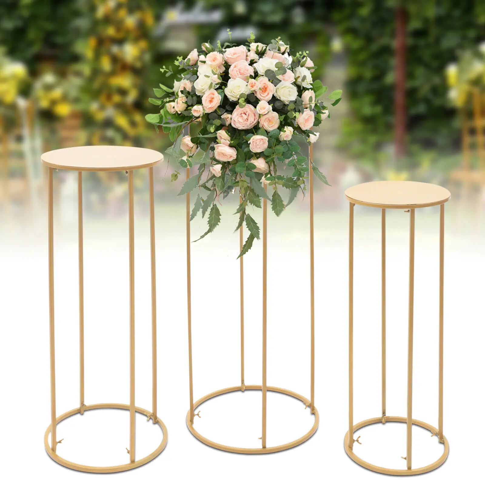 

3 Pcs Flower Rack Vase Stand Prop Metal Art Geometric Column Wedding Party Decor