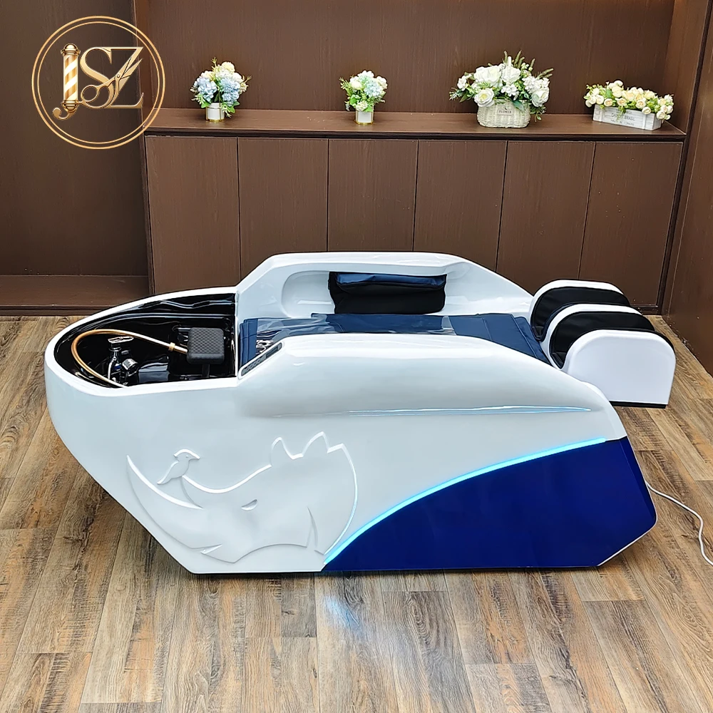 Commercial Grade Electric Shampoo Bed With Foot Airbag Massage LED Ambient Light Intelligent Central Control