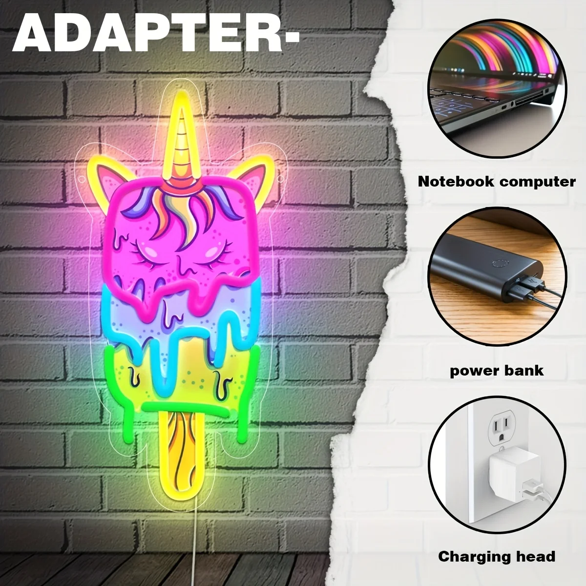Unicorn Popsicle Neon Sign Fun Cartoon Ice Cream Neon Light Dimmable LED for Cave Bar Restaurant Art Wall Decor Birthday Gift