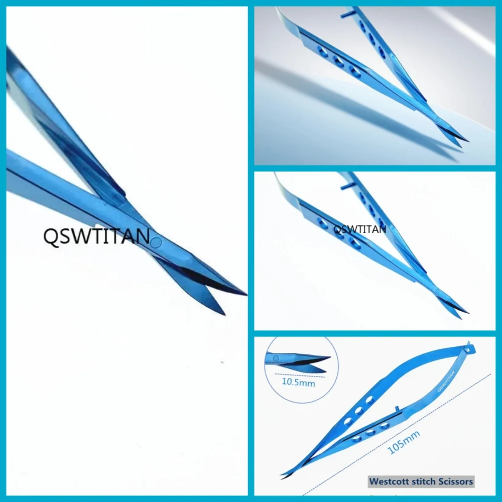 QSWTITAN مقص العيون Westcott غرزة مقص العين أداة الجراحة المجهرية التيتانيوم مقص العيون