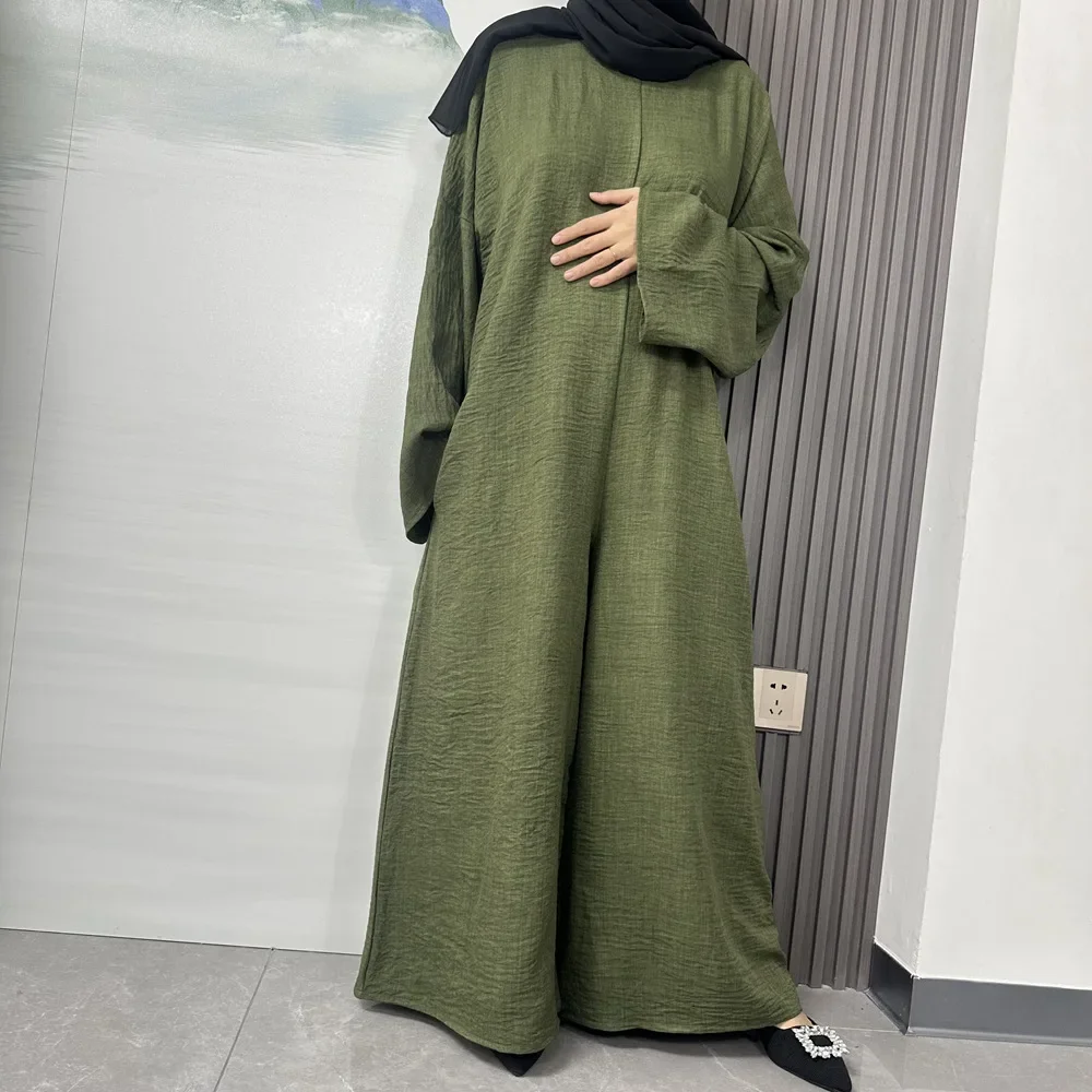Ramadan Donne Musulmane Manica Lunga Allentato Pantaloni a Gamba Larga Tuta Cintura Islam Abbigliamento Turchia Caftano Dubai Abaya Eid Pagliaccetto Tuta
