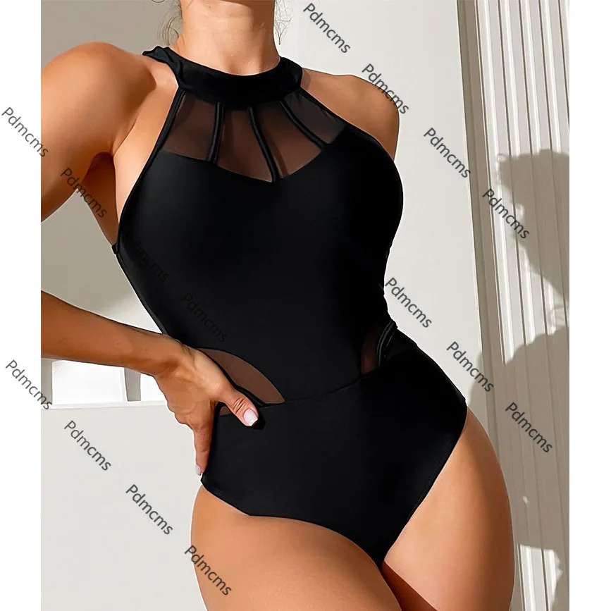 

Новинка AliExpress 2021, европейская и американская мода и сексуальный купальник с открытой спиной, цельный женский купальник из бесшовной сетки